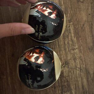 Pair of matching Elvis ball ornaments